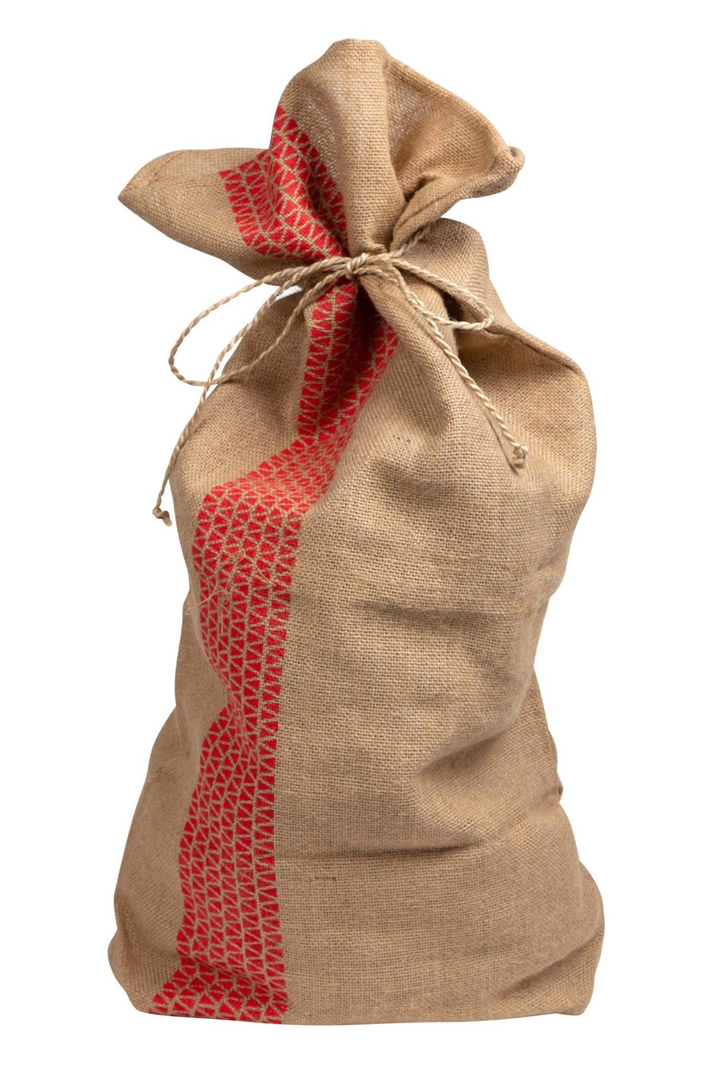 Bag f/gifts w/tie M/3 jute 16Wx27H natural/red