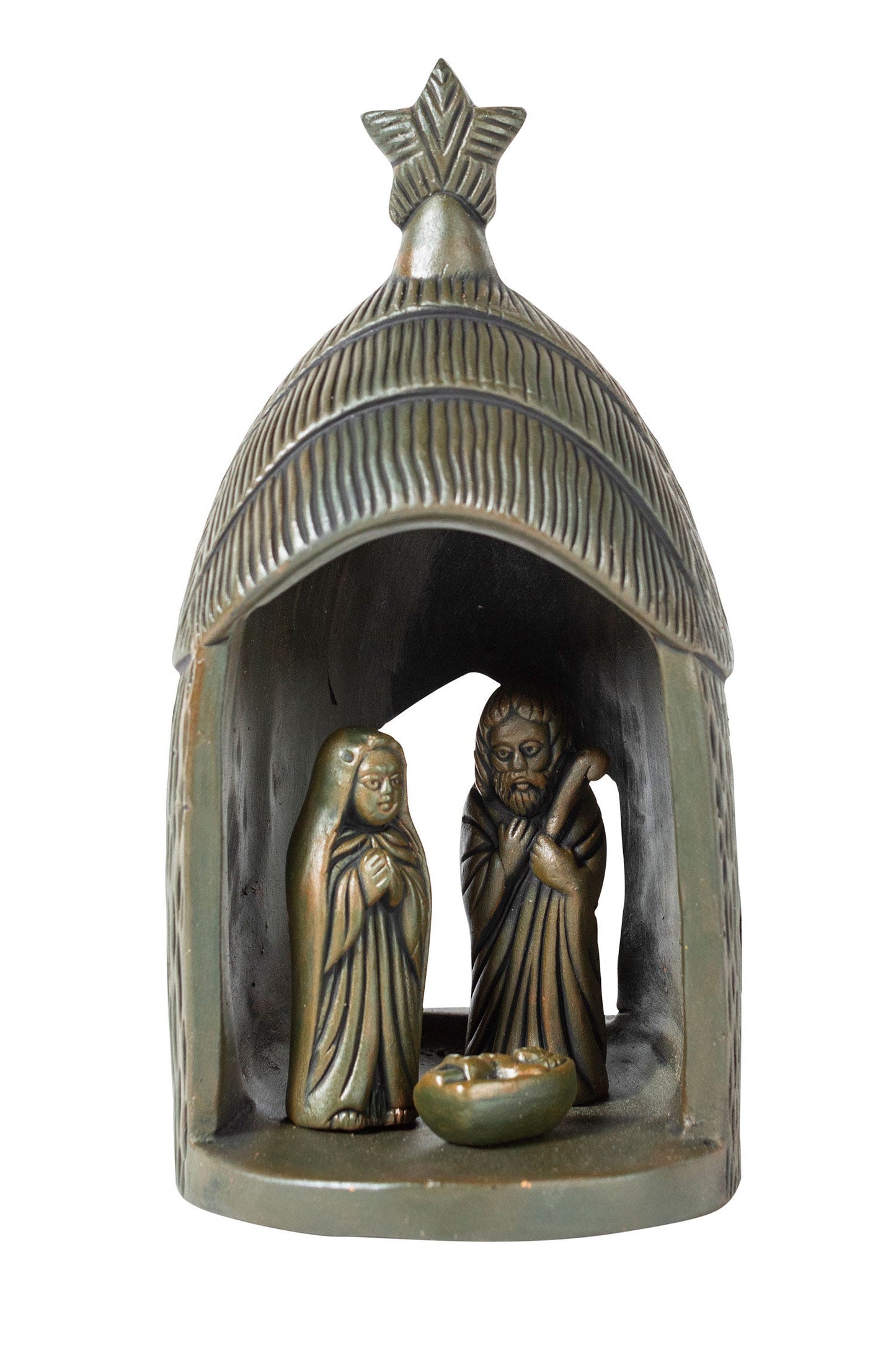 Nativity house/holy family t-cotta 5Dx10H brown
