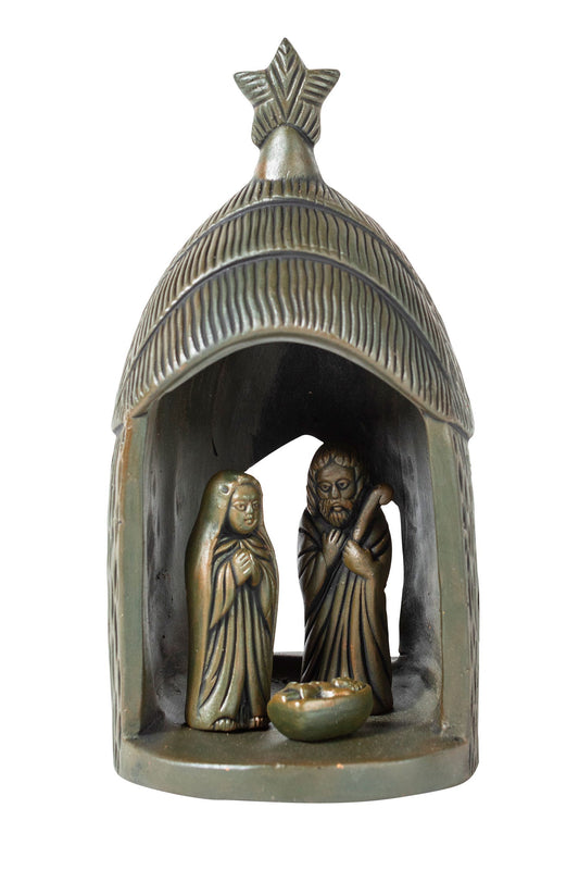 Nativity house/holy family t-cotta 5Dx10H brown