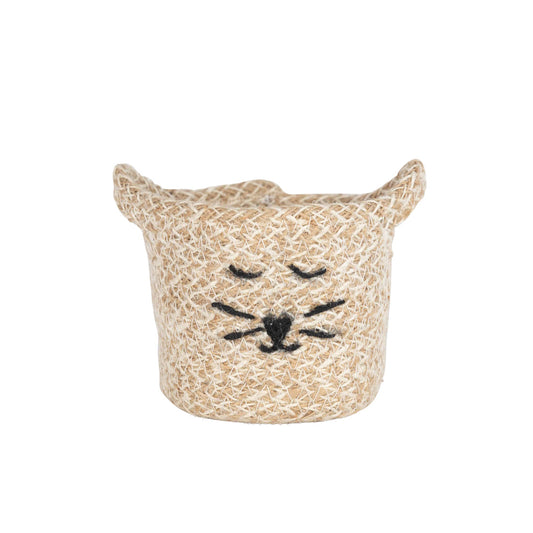 Cat Face Jute Basket - Mini
