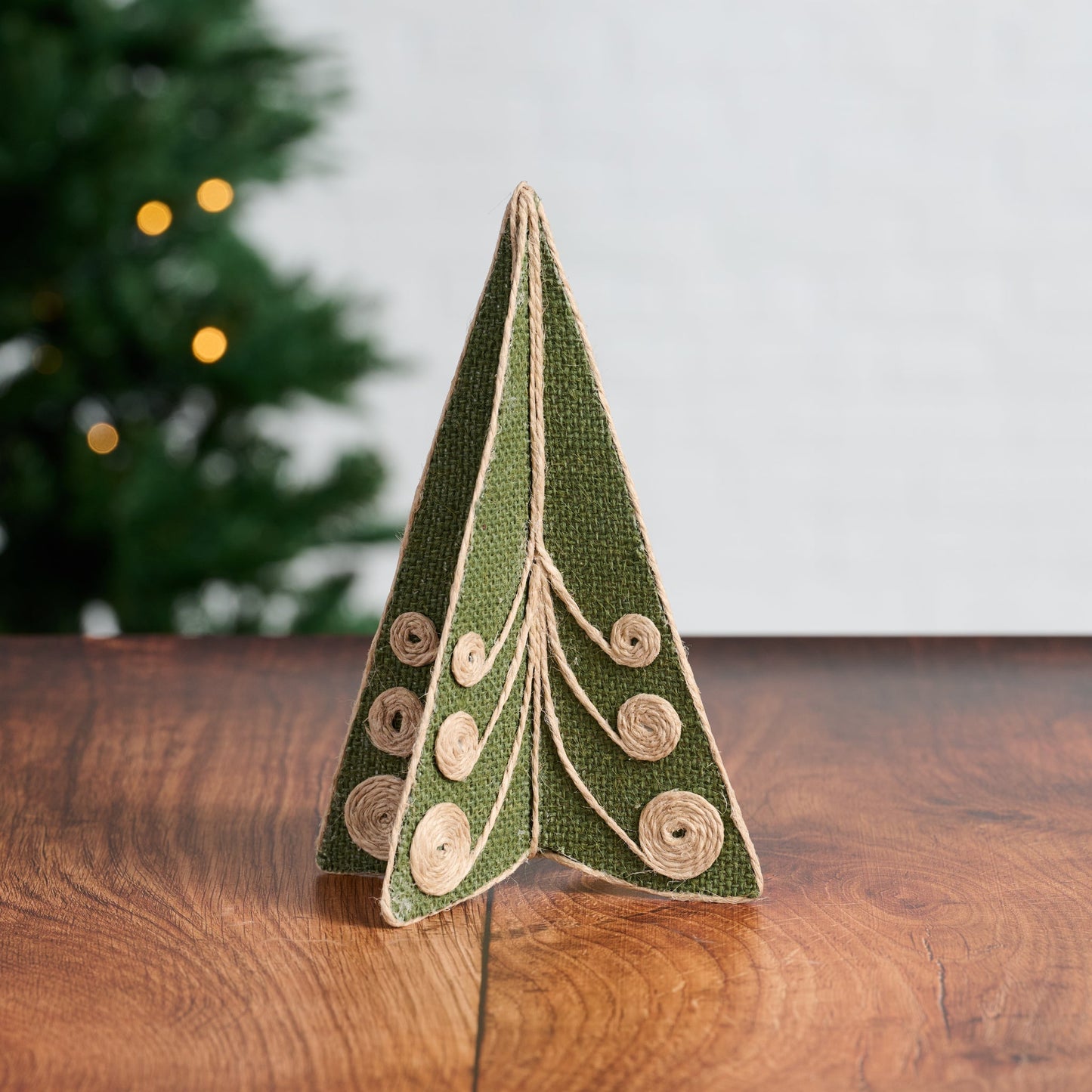 Tree decor M w/spirals M/2 jute 8H grn/nat