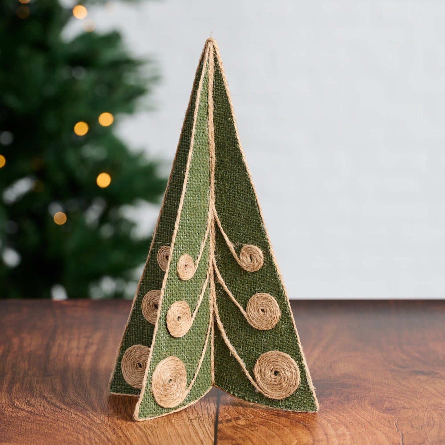 Tree decor L w/spirals M/2 jute 10H grn/nat