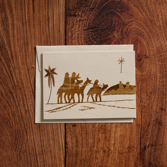 Card camels w/star M/3 ppr/straw 6x4 tan/gold