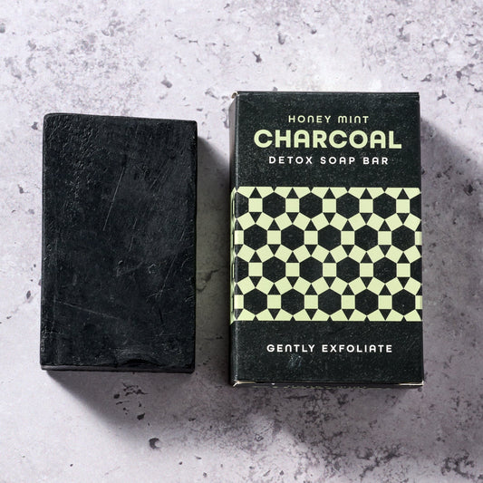 Soap mint charcoal M/3 oils 3.35oz blk/grn