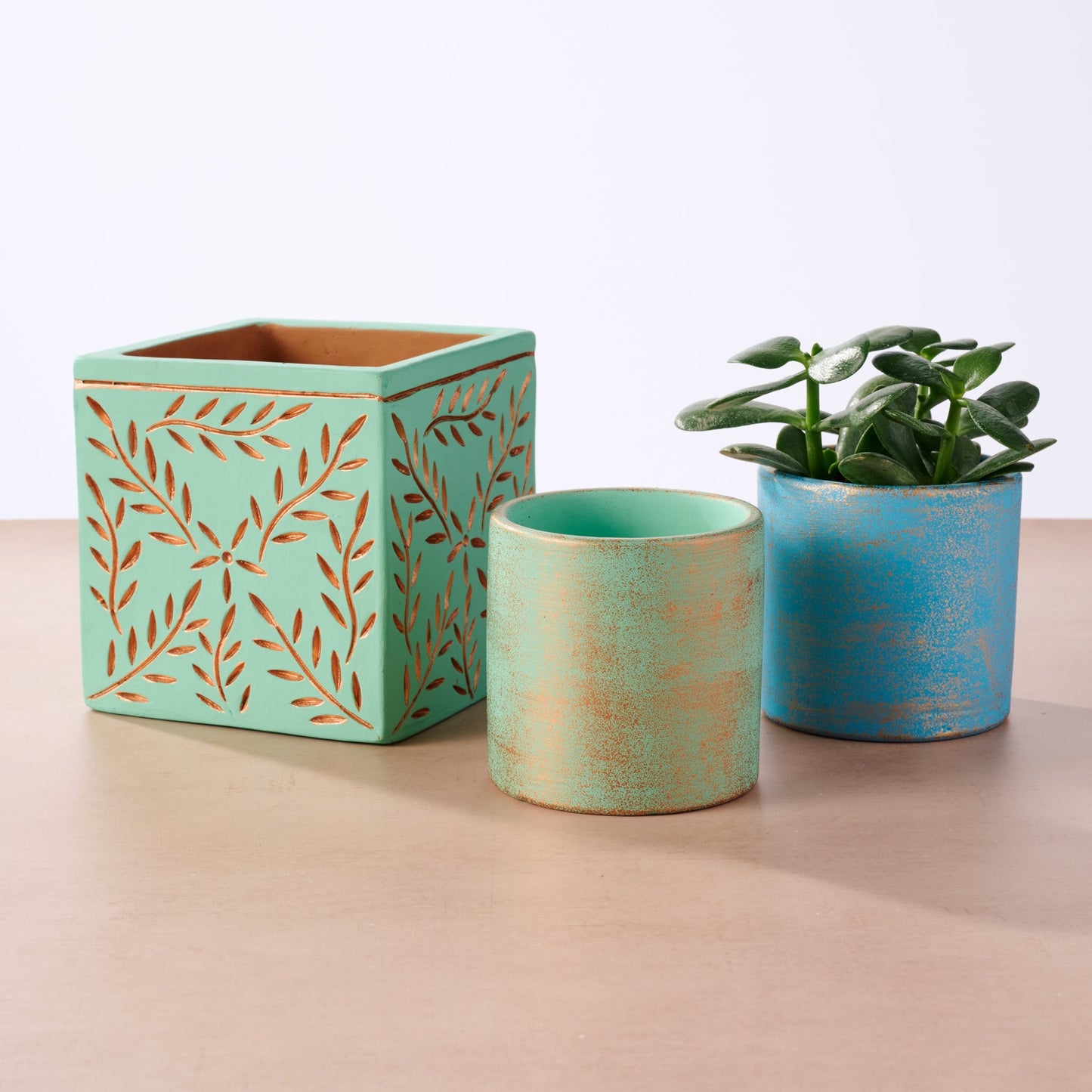 Chota Terracotta Mini Planter - Light Blue