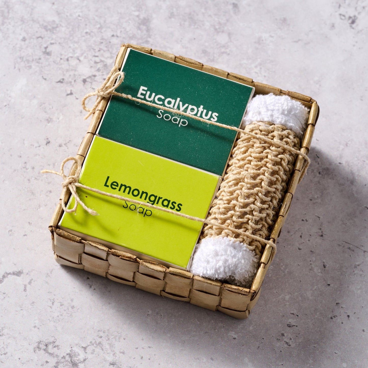 Soap S/2 w/scrubber/basket 3.5SQx1.25H nat/grn