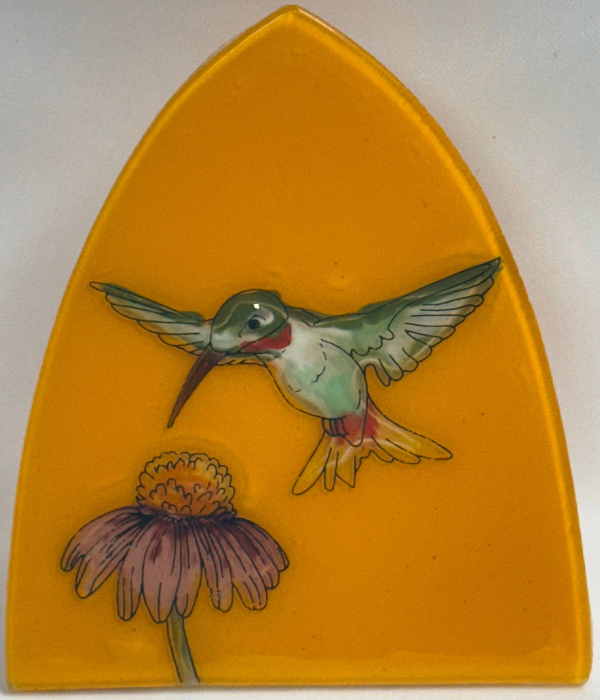 Green/Orange Hummingbird - Recycled Glass Nightlight