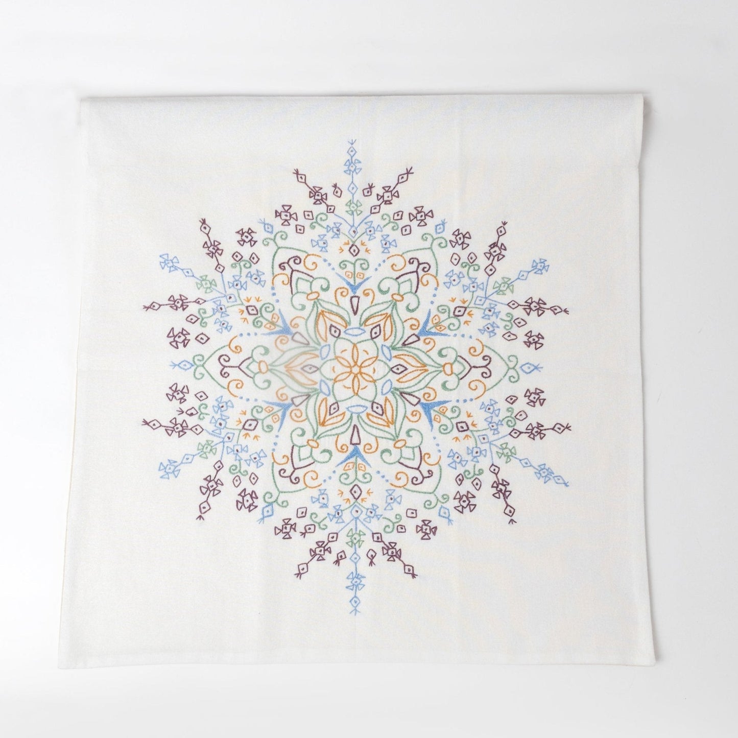 Wall hanging mandala emb cttn 22sq cream/multi