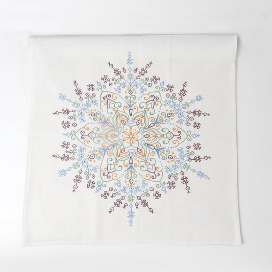 Wall hanging mandala emb cttn 22sq cream/multi