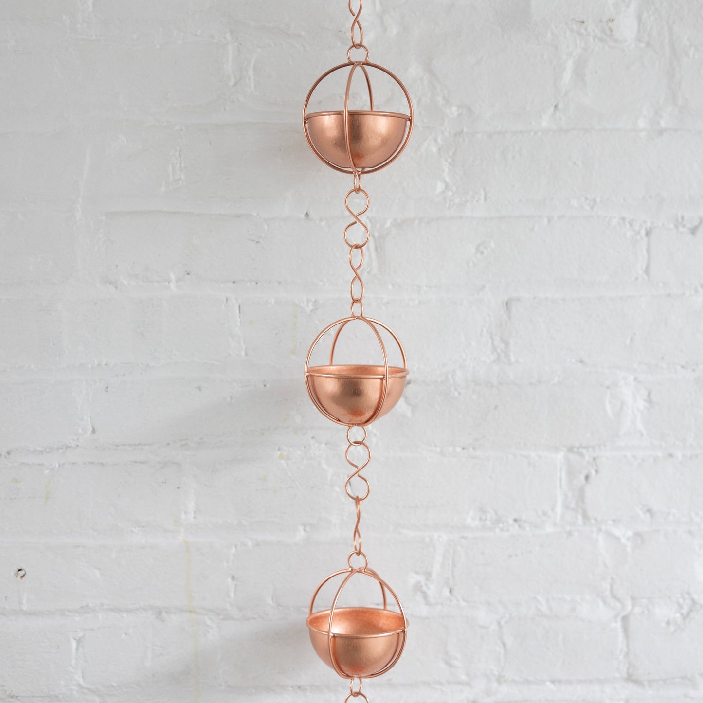 Rain chain w/11 round cups iron 7ft L copper
