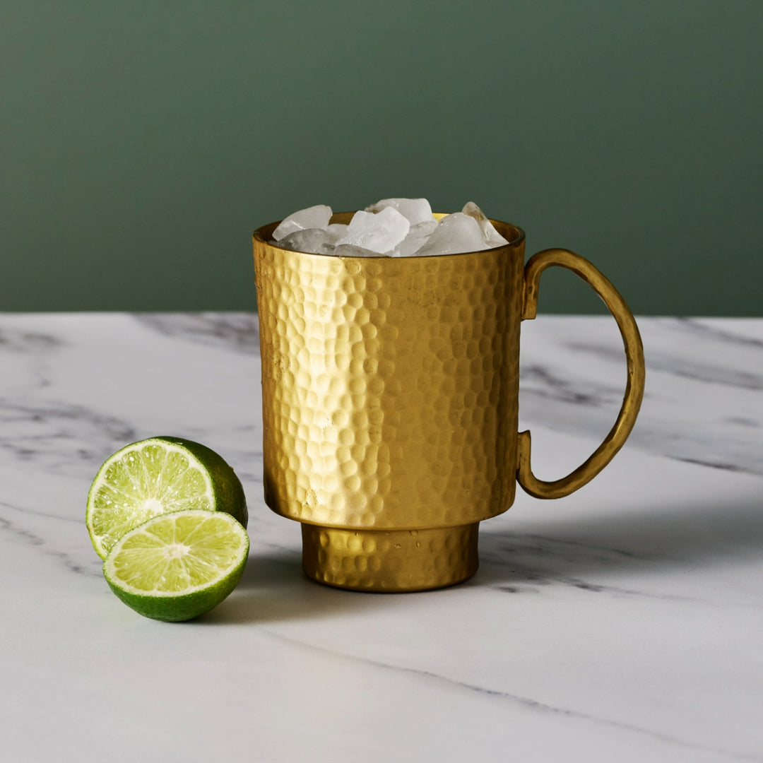 Mug mogul f/20oz hammered alum 3.5Dx4.75H brass