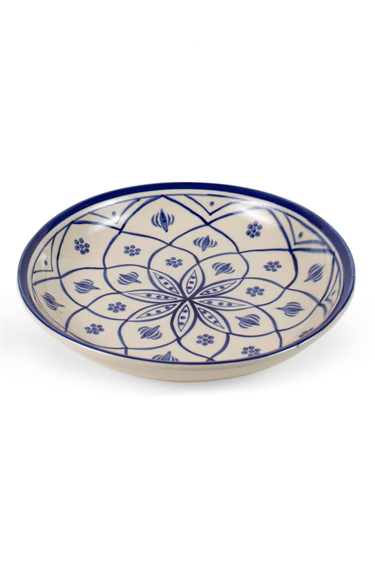 Platter center flower ceramic 14Dx2H blue/white