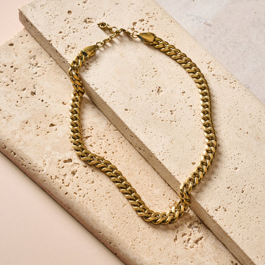 Necklace chunky chain brass 16L brass