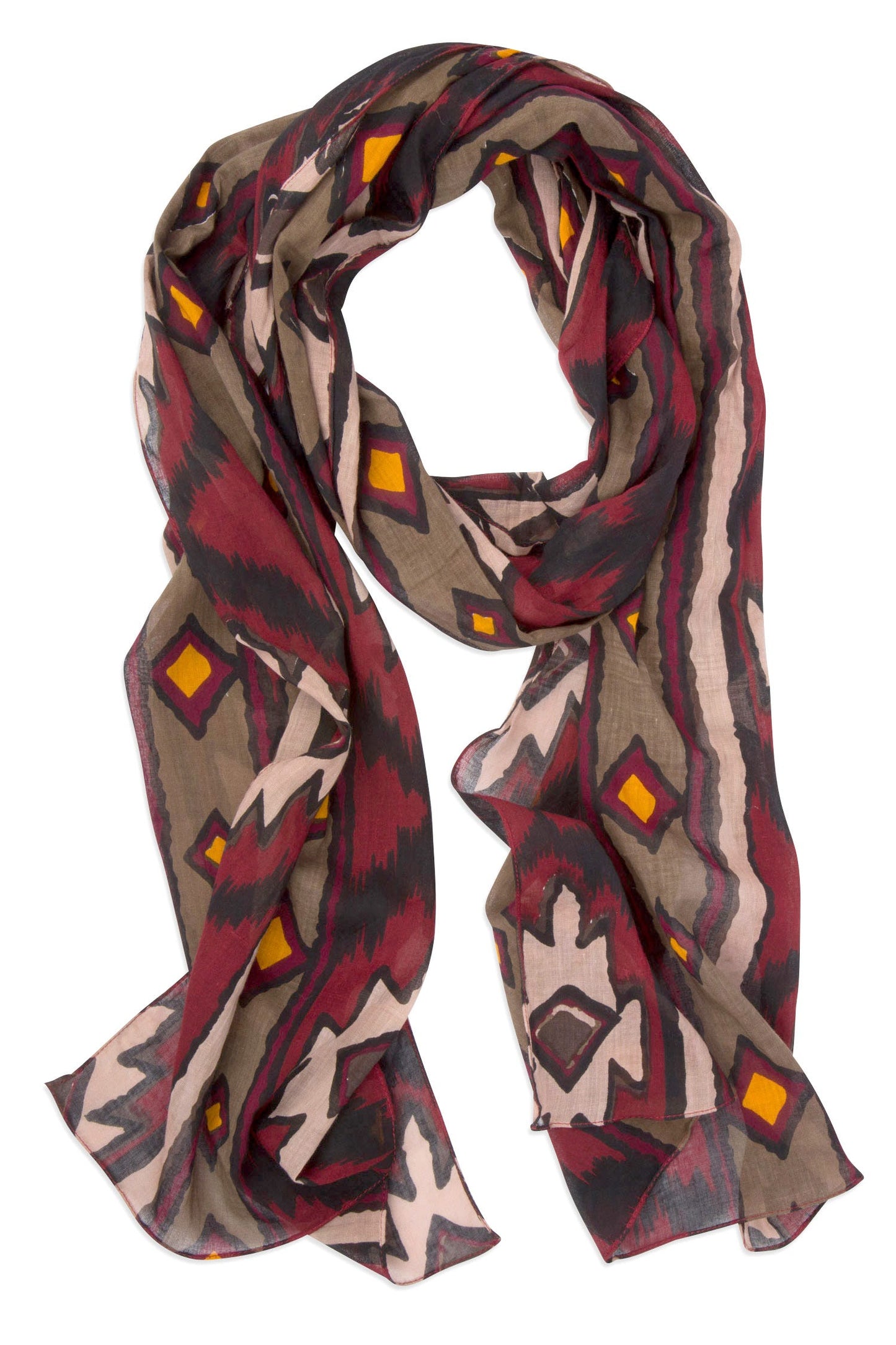 Scarf tribal cttn 70x15 blk/red