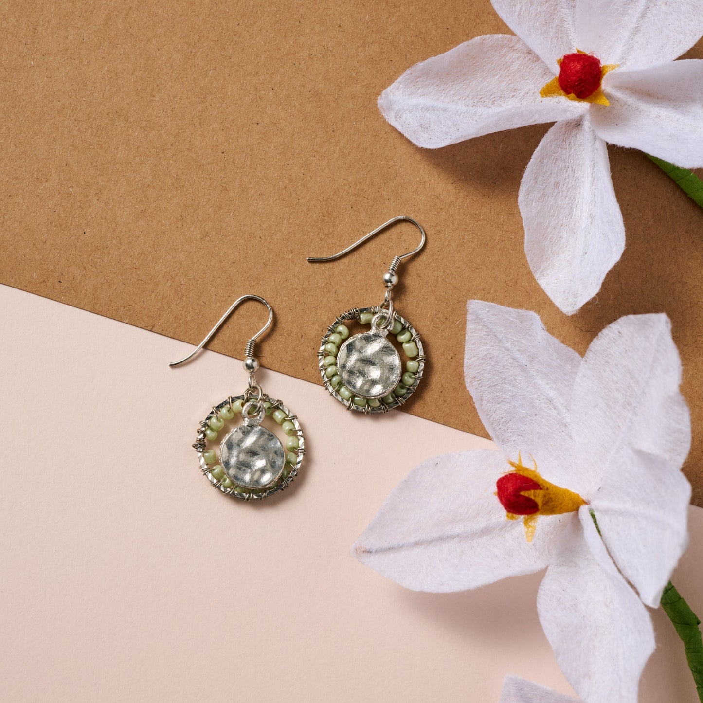 Hara Beaded Disc Earrings