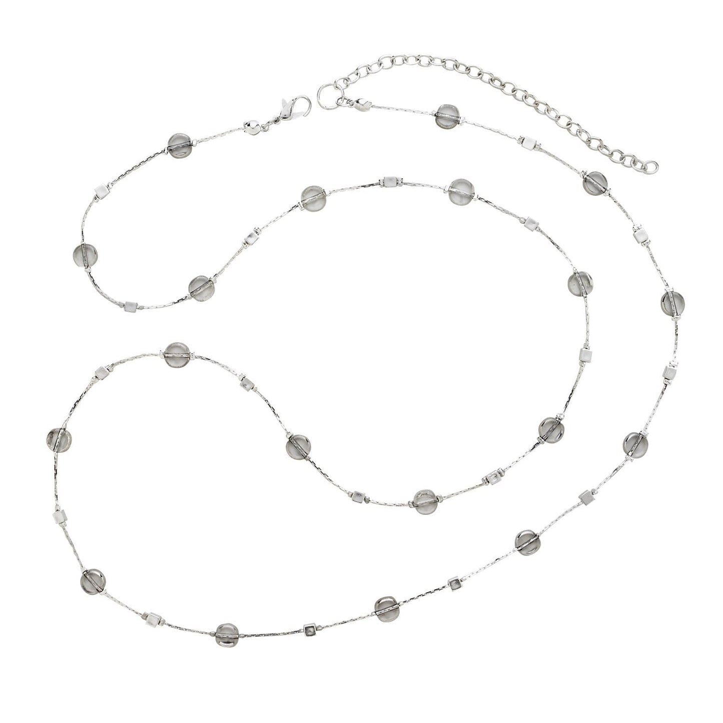 Necklace rd/sq bd on chn 36L silv