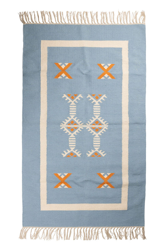 Rug dhurri lg harmony cotton 60Lx36W blu/wht/orng