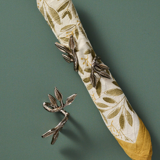 Napkin rings S/2 branch alum 4.5Lx2W silv