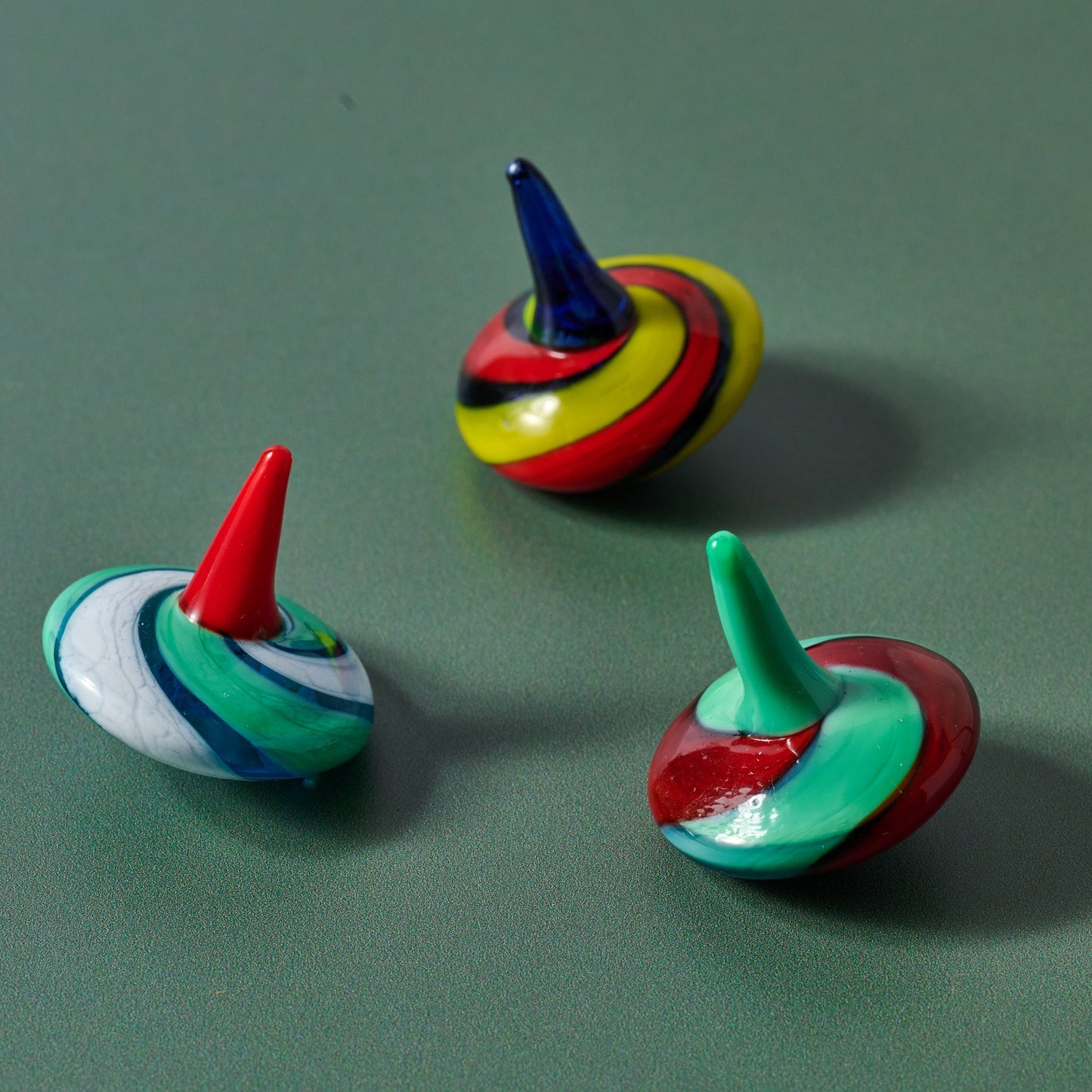 Multi-colored Glass Tops - Set of 3, Assorted Colors