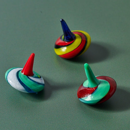 Multi-colored Glass Tops - Set of 3, Assorted Colors