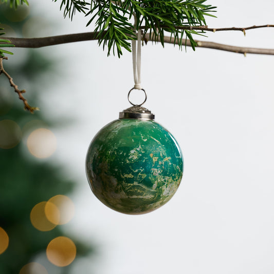 Recycled Glass Watercolor Ball Ornament
