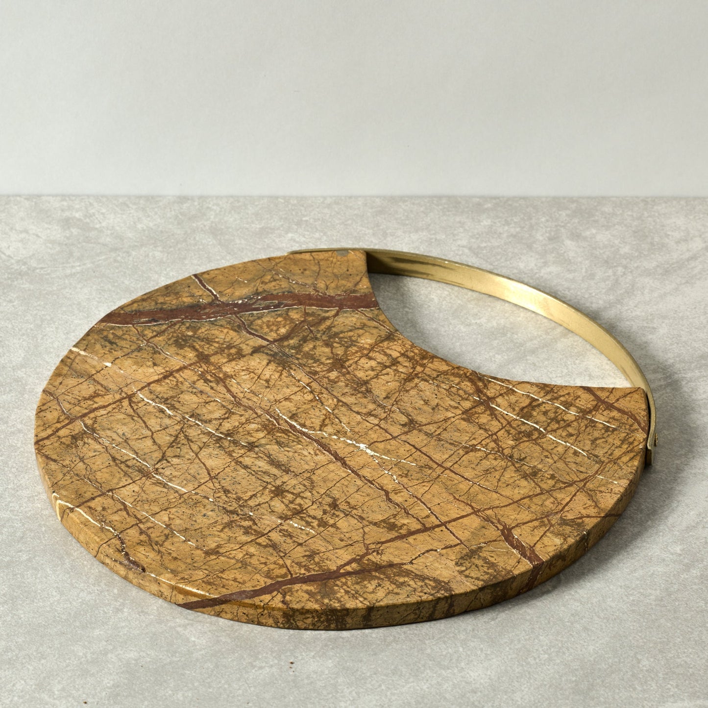 Charcuterie board round bidasar stn 12D brown/grey
