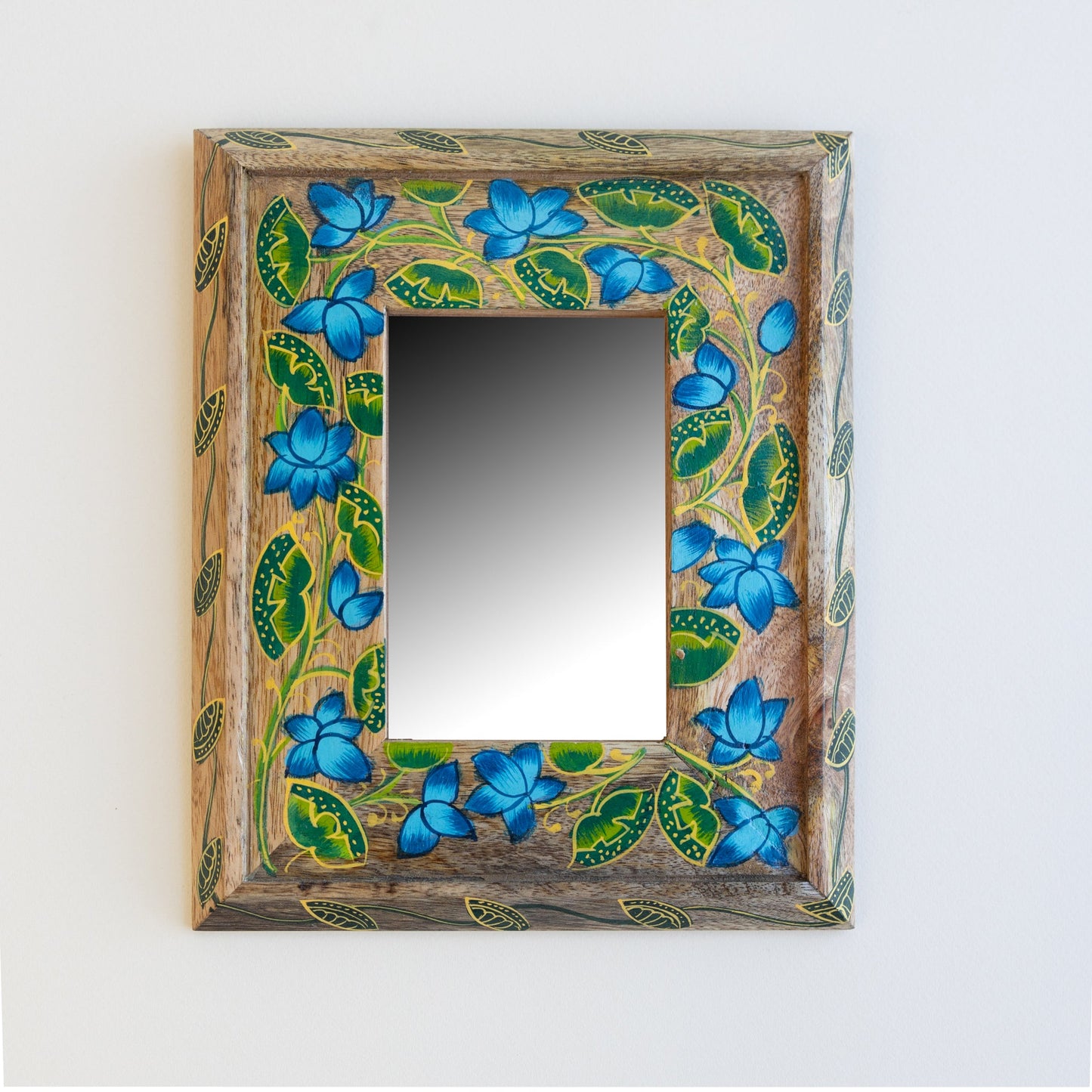Mirror pntd flrl mango wd 8.5Wx10.5H nat/blu/grn