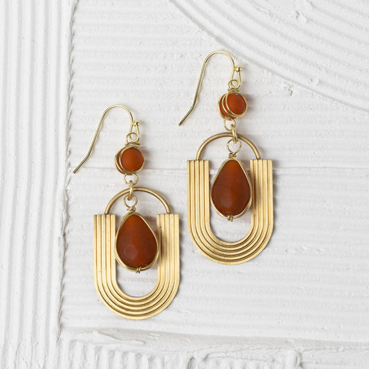 Earrings dangle U shape br/glss 2.25L br/orng