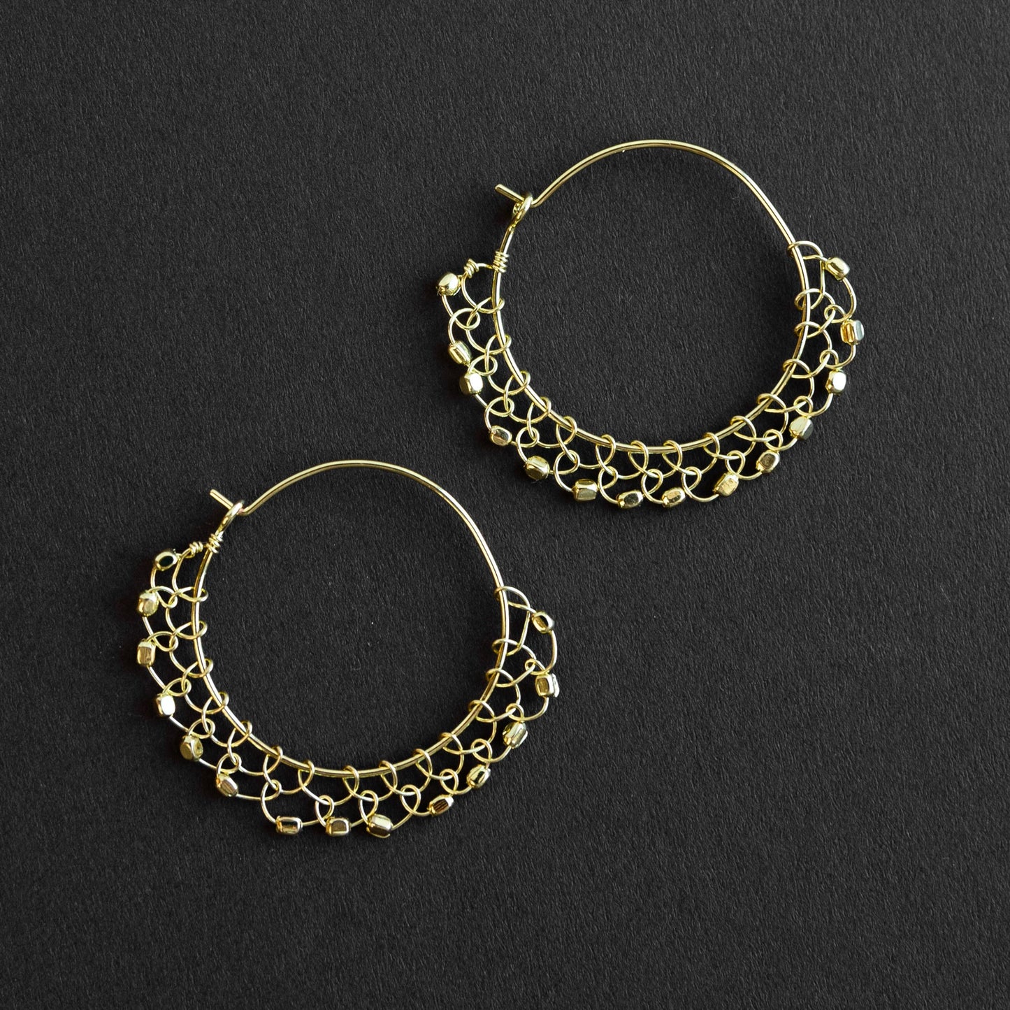 Earrings hoop metal macrame brass 1.5D brass