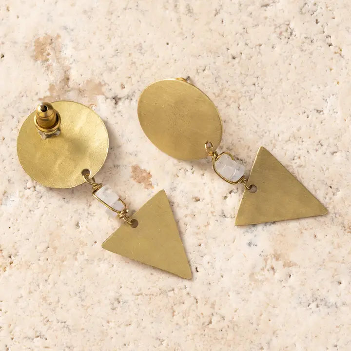 Prateek Brass and Moonstone Earrings