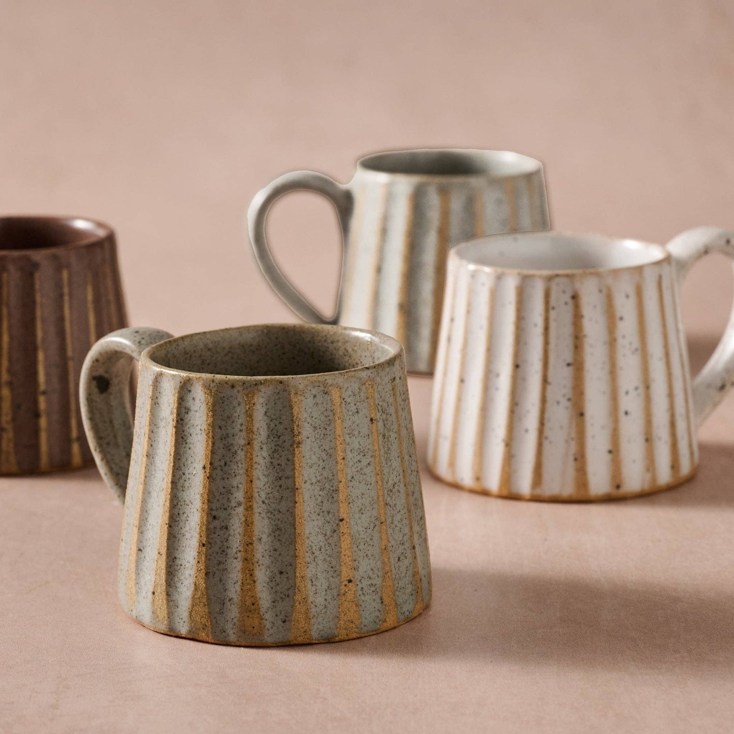 Sundara Conical Fluted Ceramic Espresso Mugs - Assorted