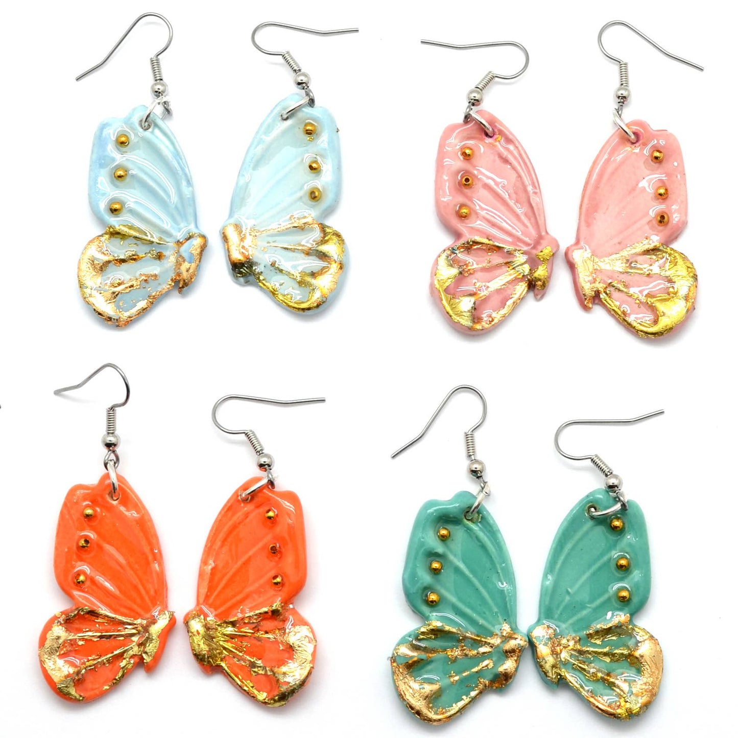 Ceramic Butterfly Wing Dangle Earrings - Assorted