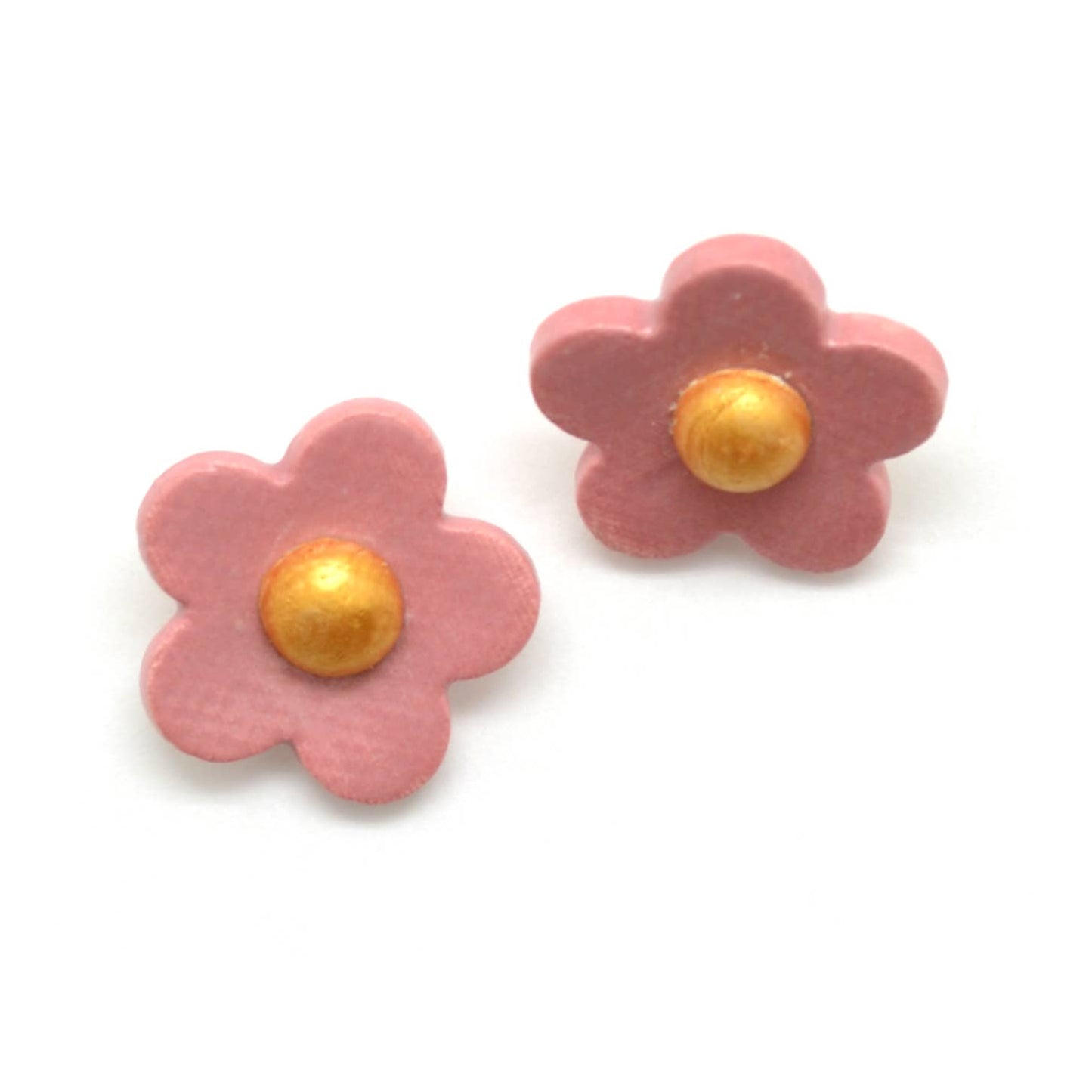 Ceramic Golden Flower Stud Earrings - Assorted