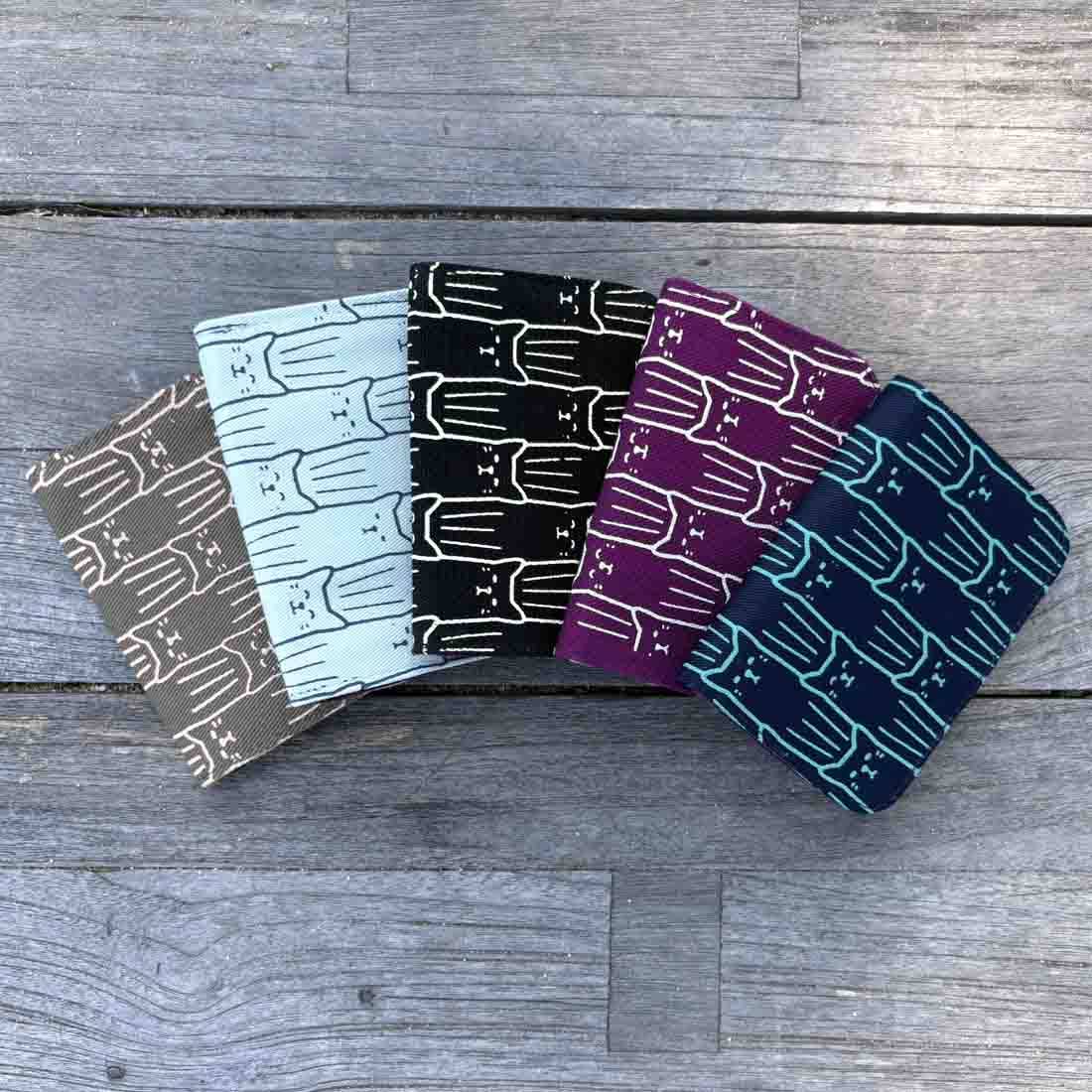 Cotton Canvas Cardholders - Cat Prints