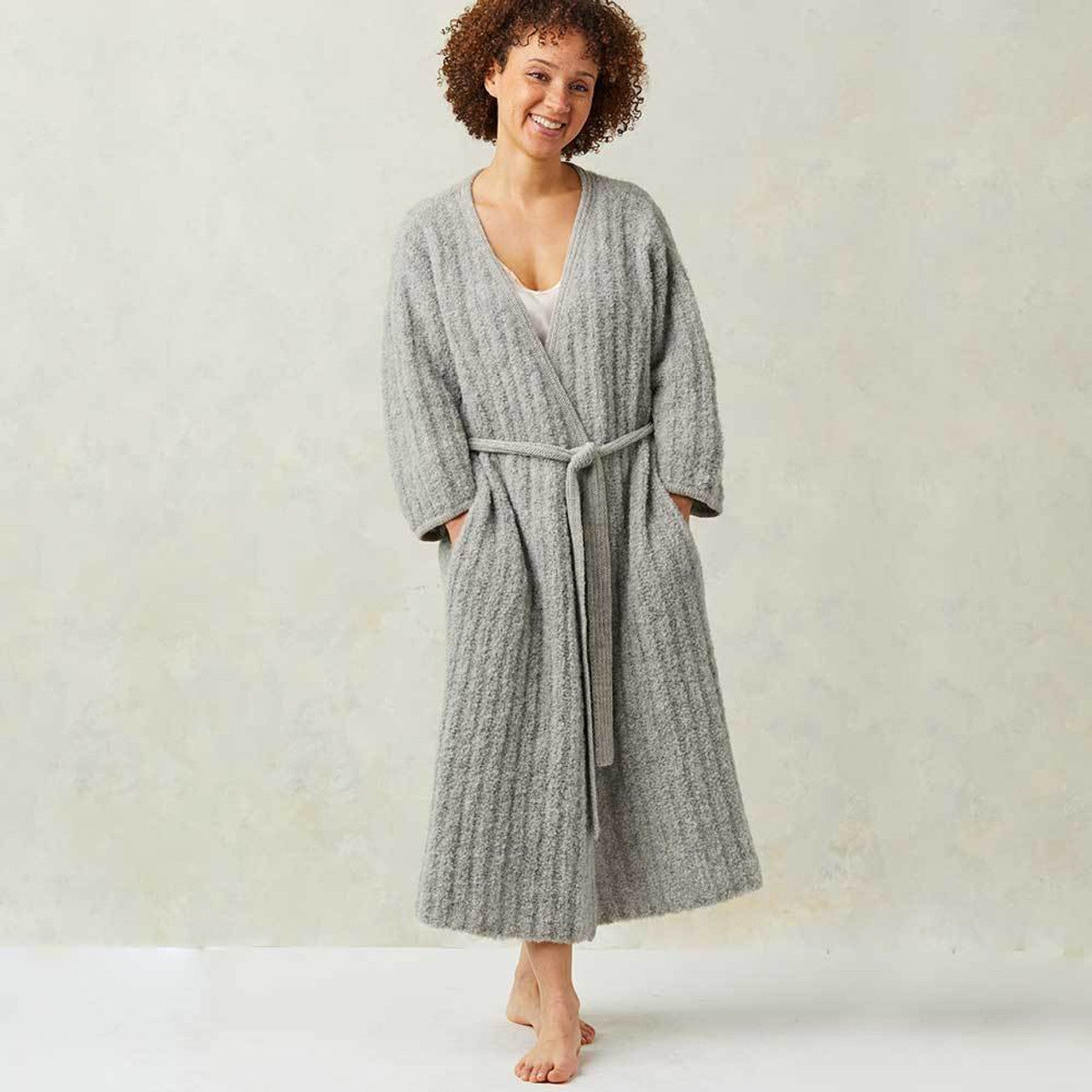 Soft Gray Boucle Alpaca Duster/Robe