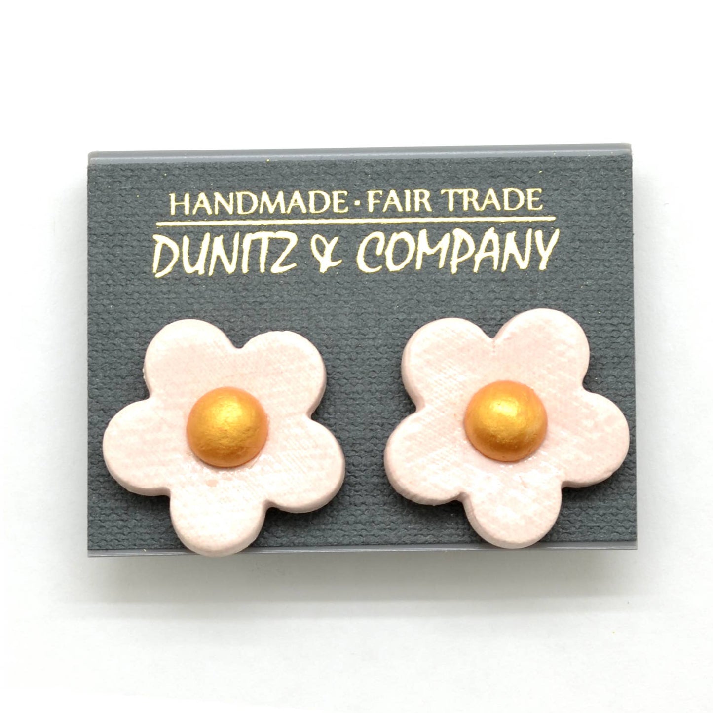 Ceramic Golden Flower Stud Earrings - Assorted