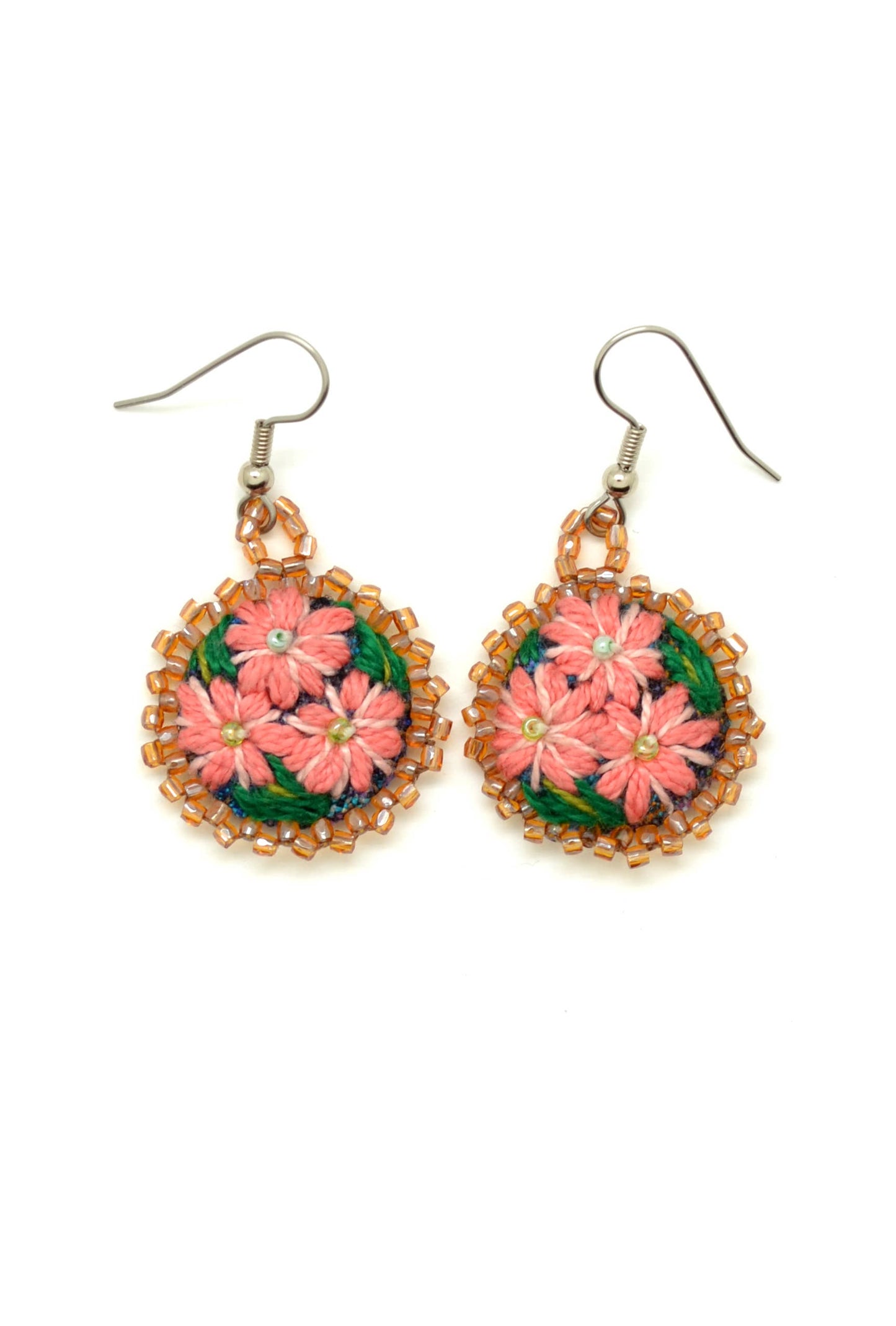 Embroidered & Beaded Flower Earrings - Assorted