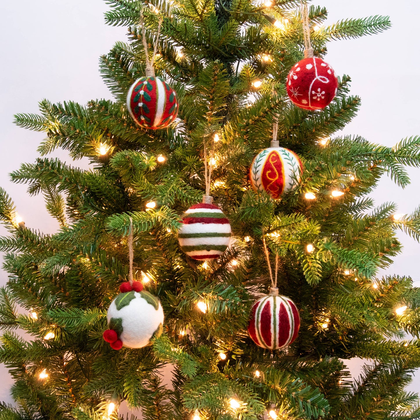 Embroidered Red Ball Ornament - Assorted