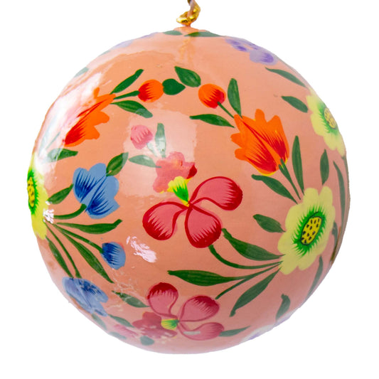 Handpainted Ornament - Pink w/ Abundant Flowers