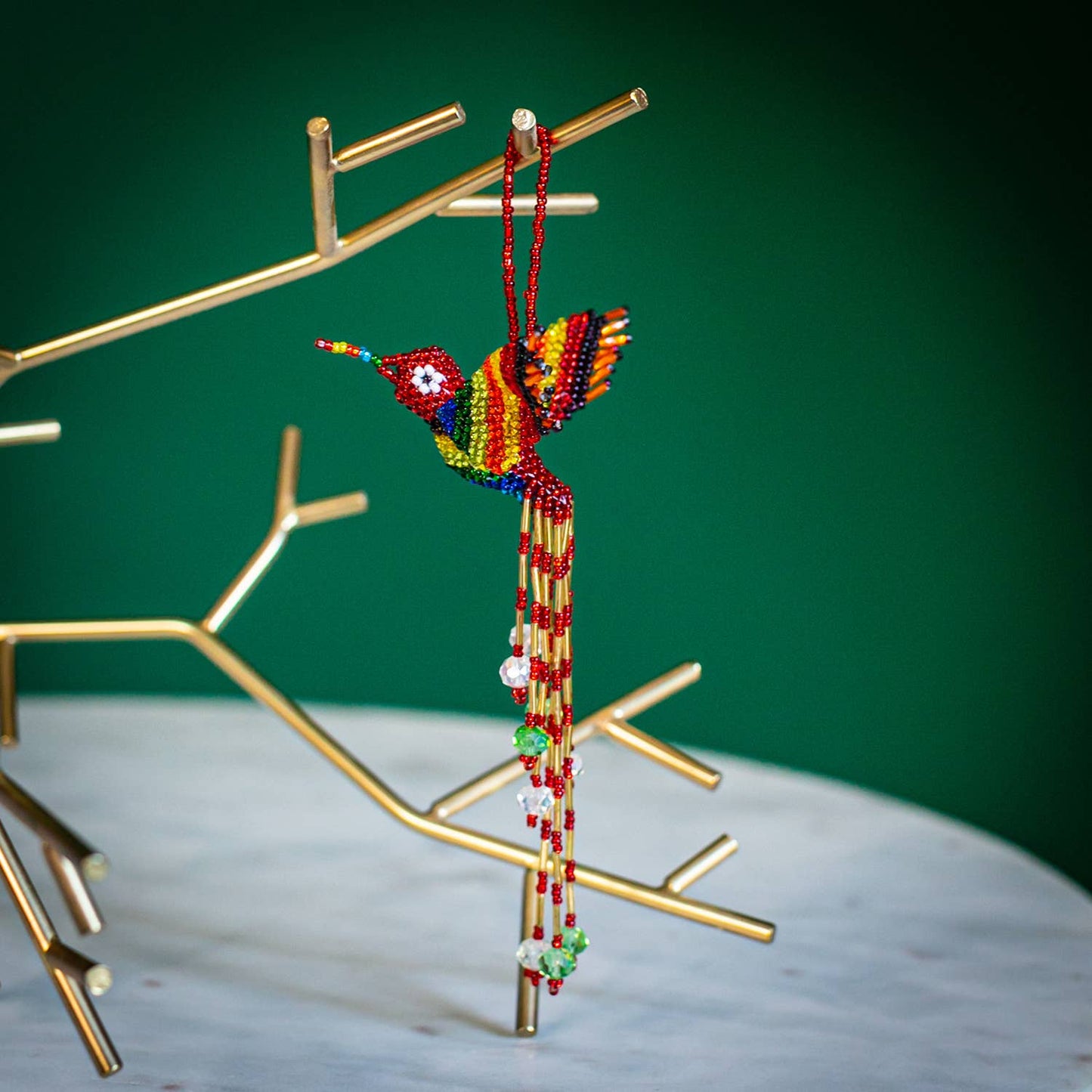 Hummingbird Beaded Ornament - Large