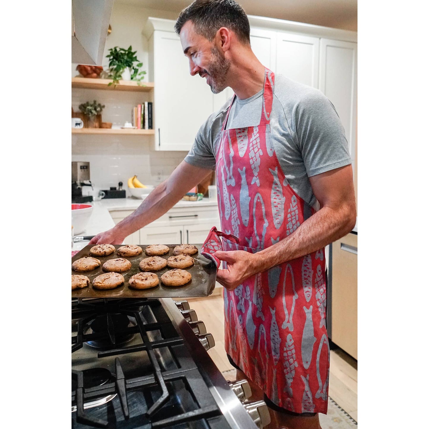 Apron Reversible: Sardines - Brick-Organic
