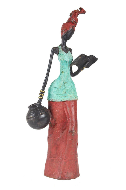 Devoted Reader Burkina Bronze Sculpture
