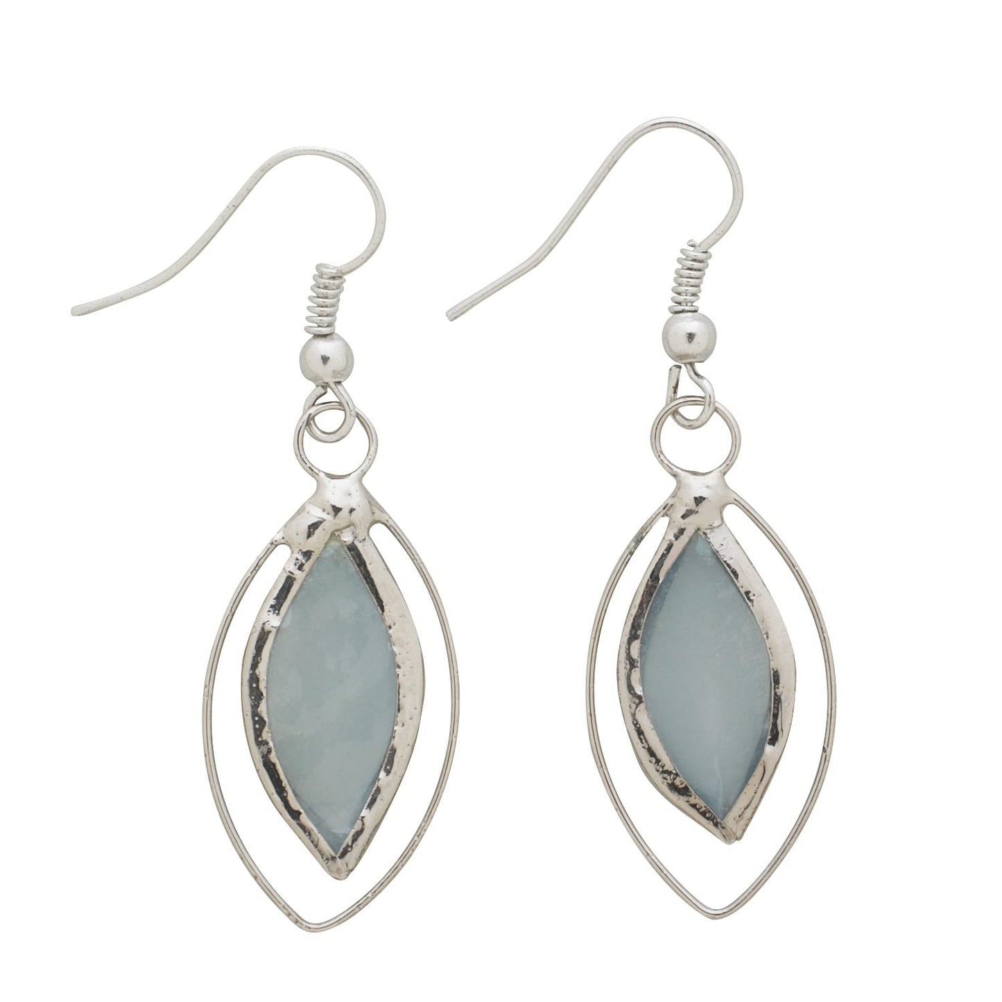 Earrings oval capiz 1.75L pale blue/silver