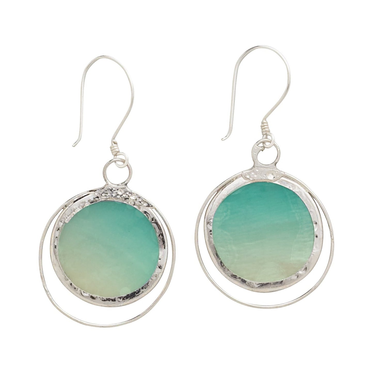 Earrings disc in circle capiz/br 1D teal