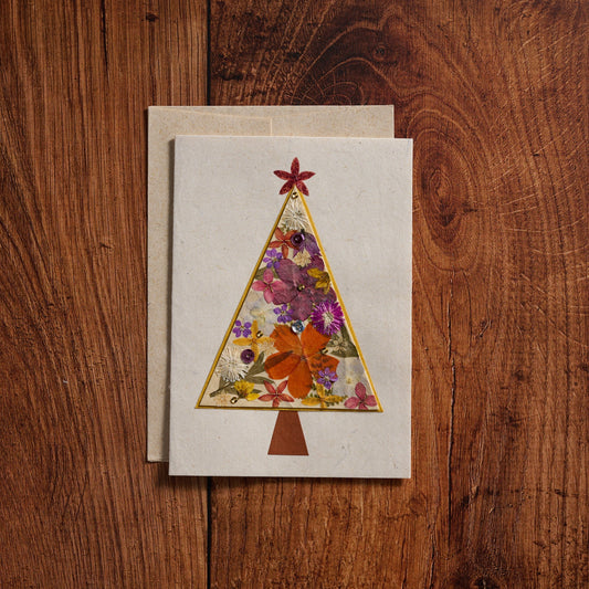 Pressed Flower Christmas Tree Card