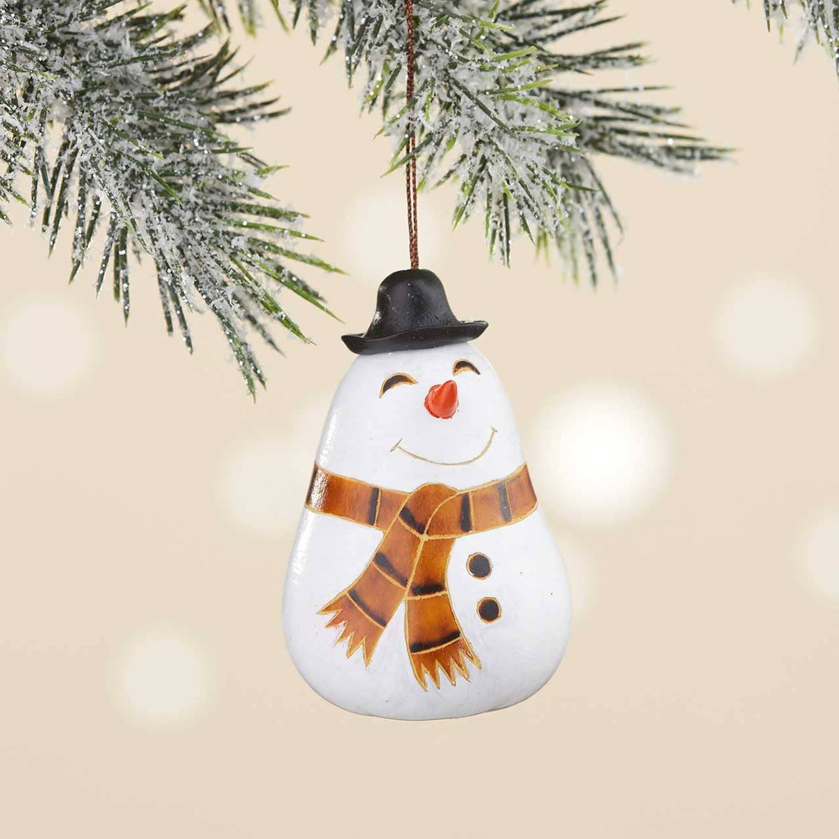 Happy Snowman Gourd Ornament