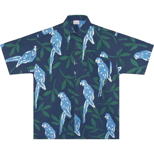 Button Down Shirt: Parrots - Spruce