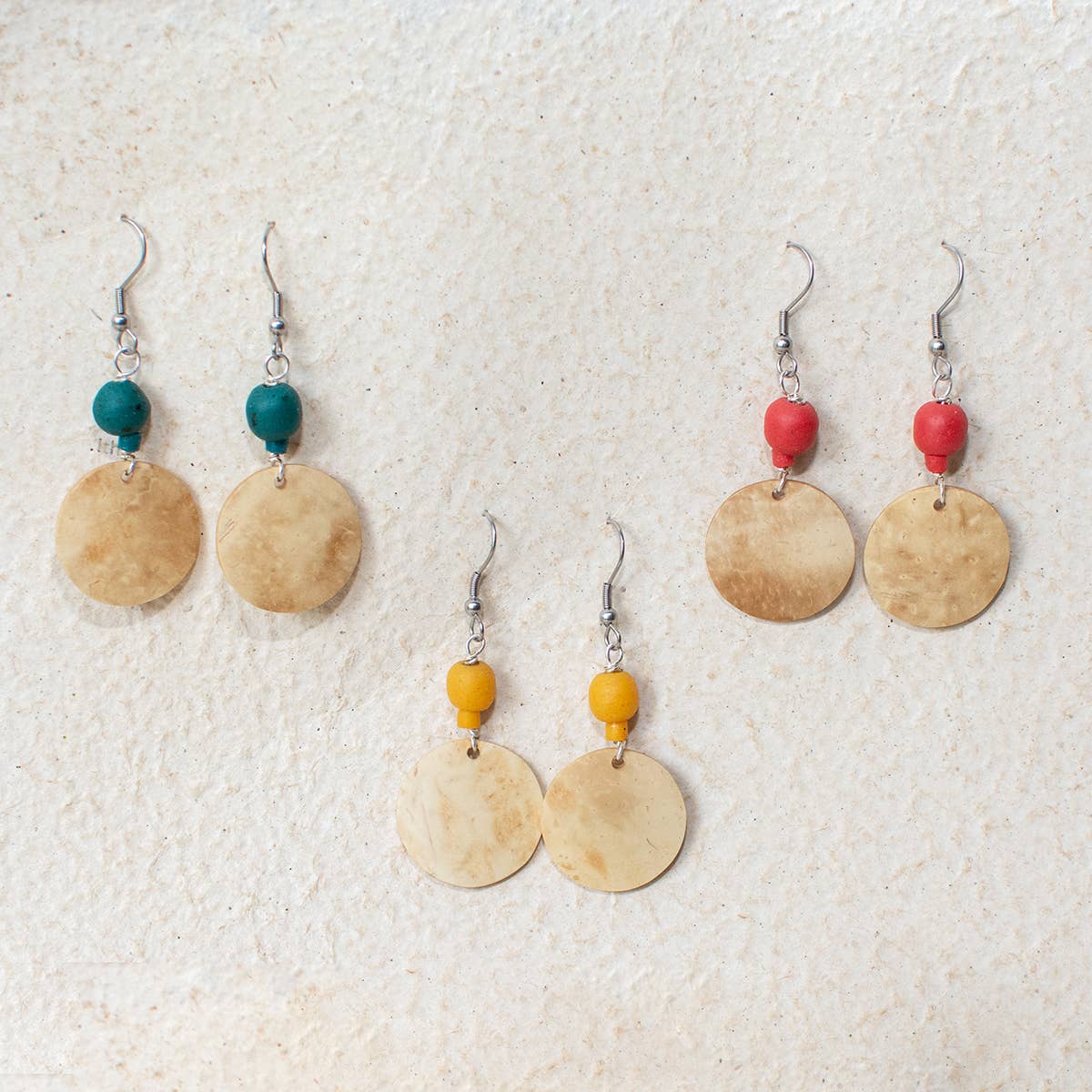 Coconut Dangle Earrings - Teal