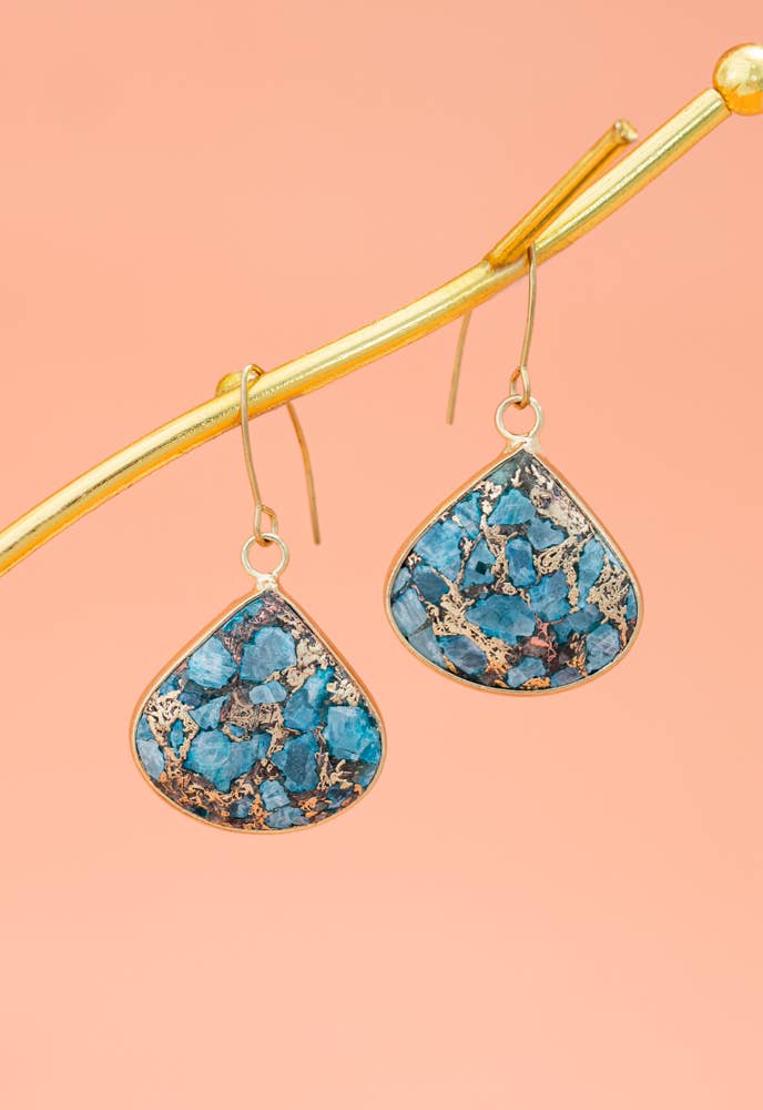 Emperor Stone Blossom Earrings - 14K Gold Plated