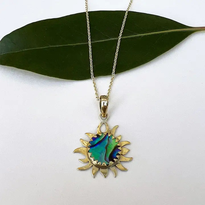ABALONE SUN NECKLACE - BRASS